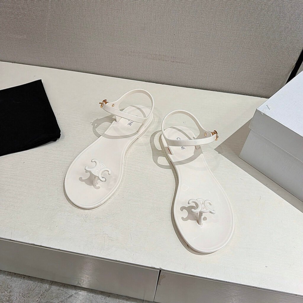 Celine Unisex White Ankle-Strap Sandals detail image 1