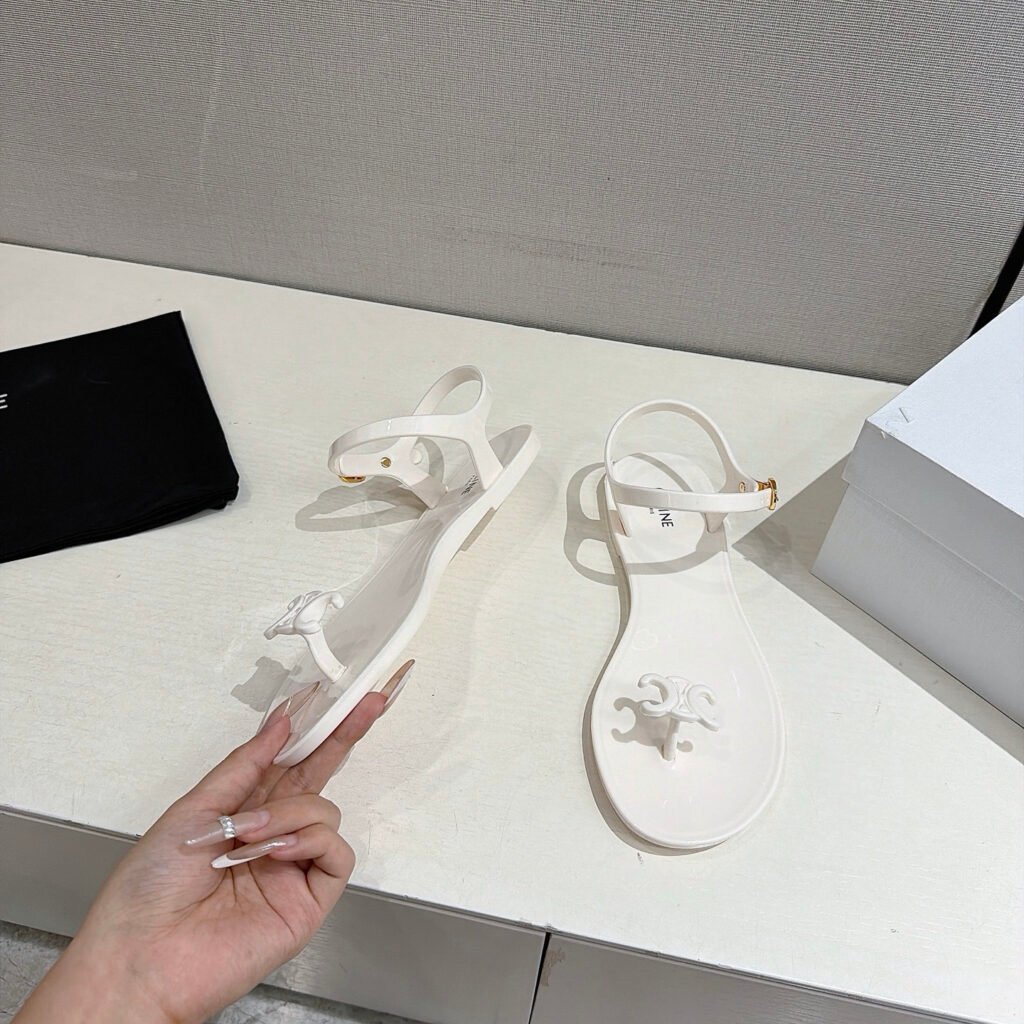 Celine Unisex White Ankle-Strap Sandals detail image 2