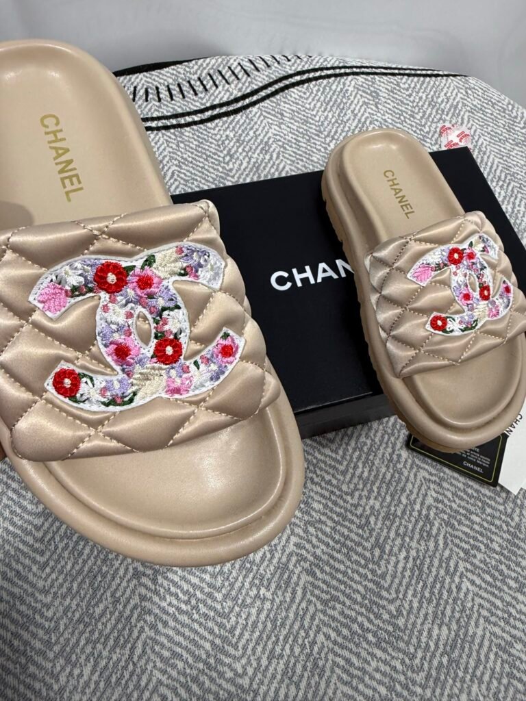 Chanel Beige Embellished Slides detail image 3