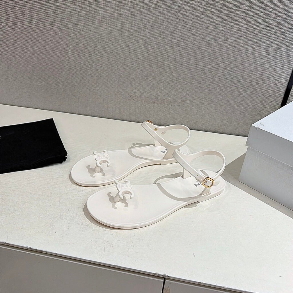 Celine Unisex White Ankle-Strap Sandals detail image 3