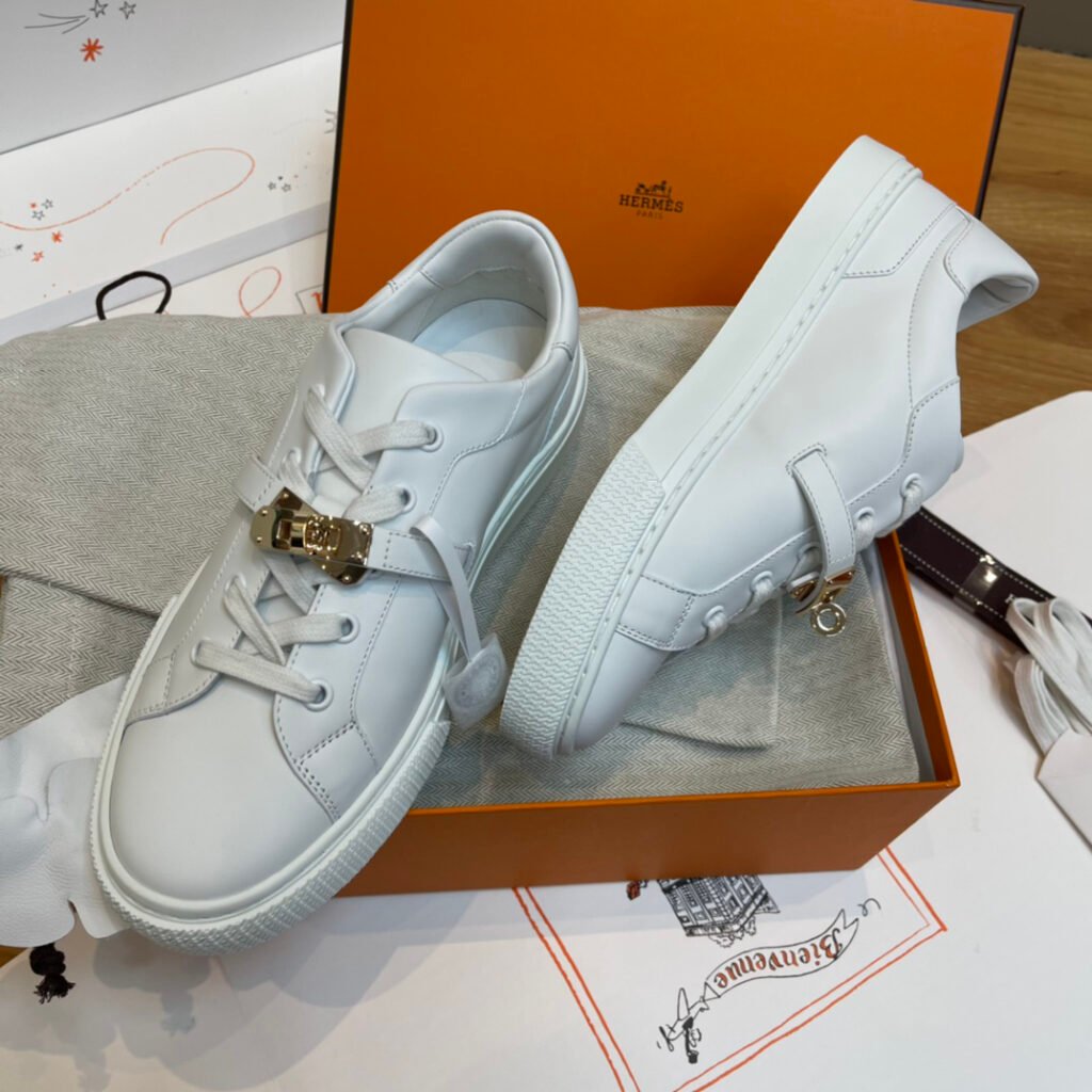 Hermès Unisex White Low-Top Sneakers detail 4