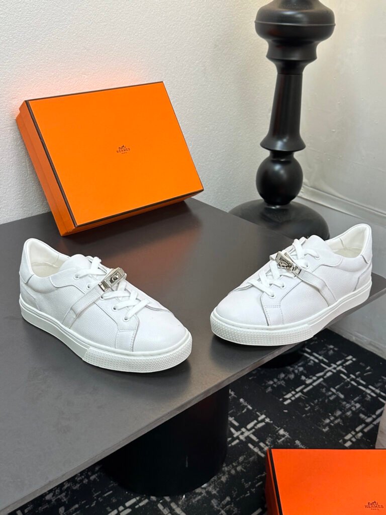 Hermès Unisex White Low-Top Sneakers detail 5