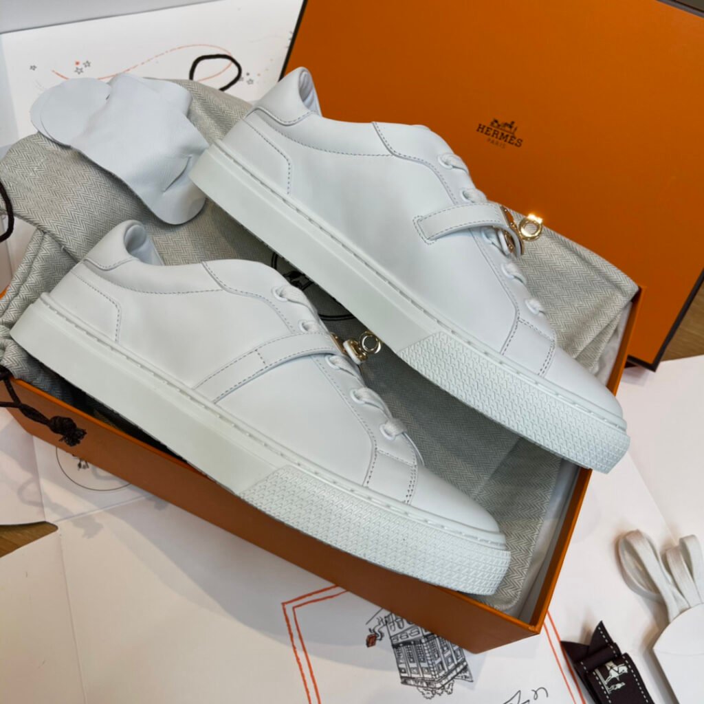 Hermès Unisex White Low-Top Sneakers detail 5