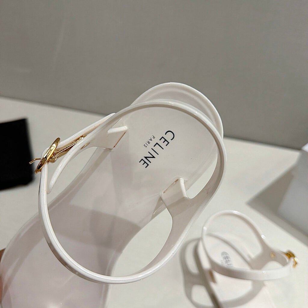 Celine Unisex White Ankle-Strap Sandals detail image 6