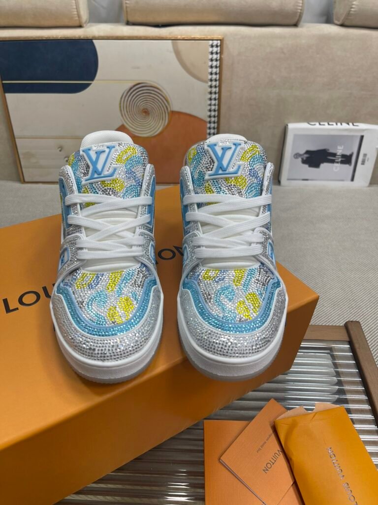 Louis Vuitton Men's Crystal-Embellished Sneakers detail image 6