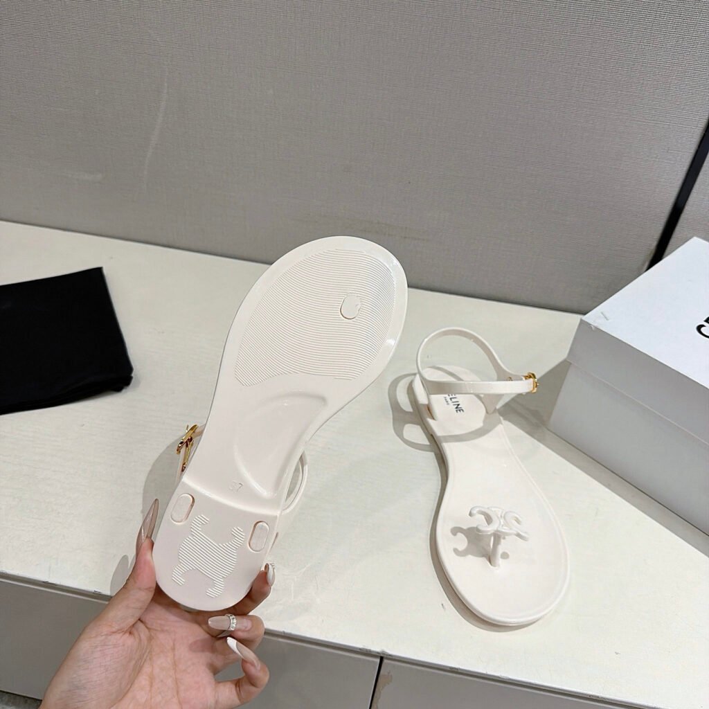 Celine Unisex White Ankle-Strap Sandals detail image 7